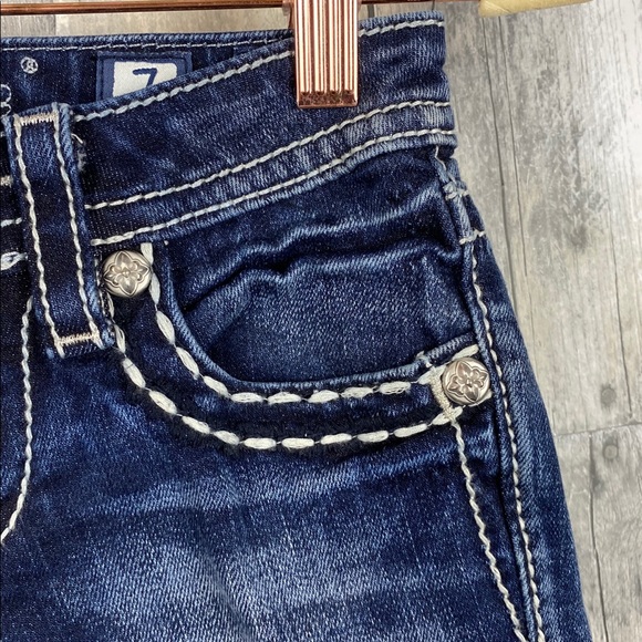 Girls Miss Me Cuffed Capri Floral Peace Jeans Sz 7 - Picture 7 of 16